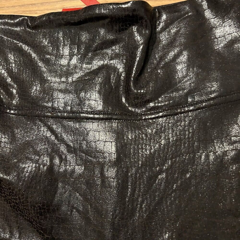 Spanx‎ Leggings Womens Small Faux Leather Croc Brown Elastic Waist Slimming - Picture 6 of 11